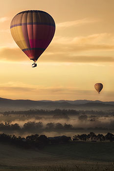 Hot air balloon soaring in the sky