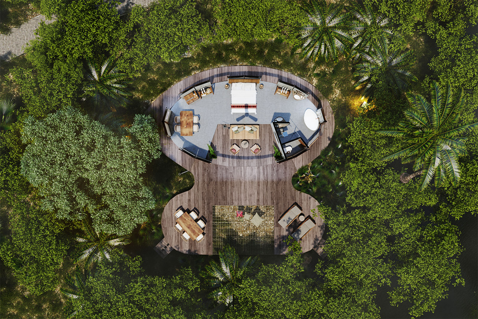 High perspective view capturing sustainable architectural design